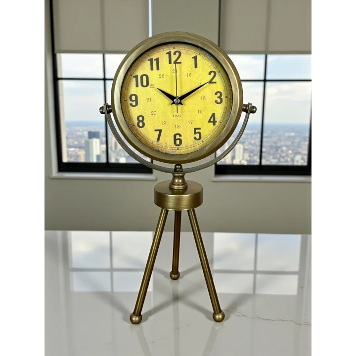 Mey İthalat® Retro Antique Üç Ayaklı Metal Eskitme Masa Saati