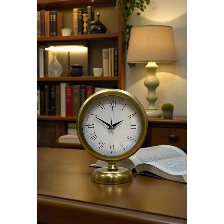 Mey İthalat® Retro Eskitme Metal 25 x 20 Cm Masa Saati