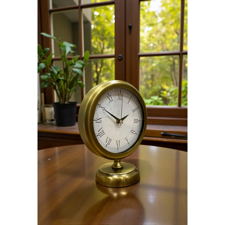 Mey İthalat® Retro Eskitme Metal 25 x 20 Cm Masa Saati