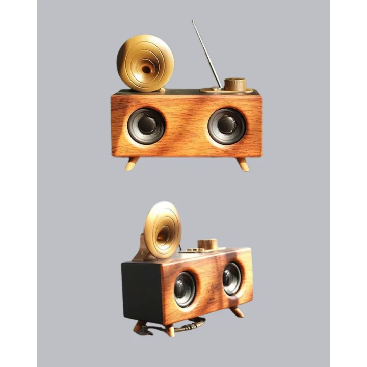 Mey İthalat® Retro Gramofon Tasarımlı Bluetooth Hoparlör – 3D Stereo Ses, 1800 mAh Batarya
