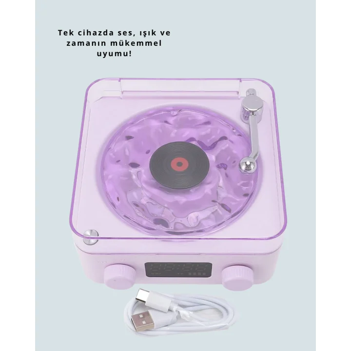 Mey İthalat® Retro Pikap Tasarımlı Bluetooth Hoparlör – Projektörlü Şarjlı Lamba
