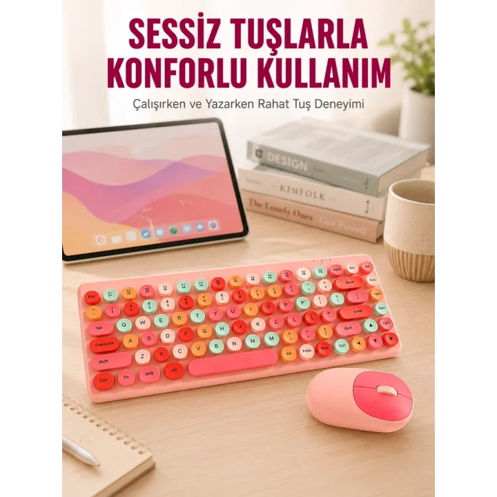 Mey İthalat® Retro Tarz Bluetooth 5.1 Klavye – Win/OSX/Android/iOS Uyumlu Yeni Nesil