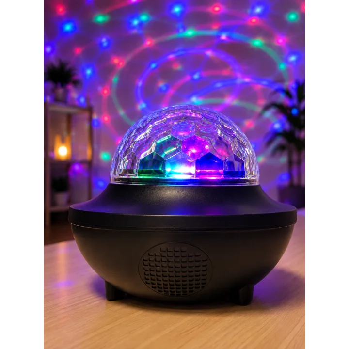 Mey İthalat® RGB Bluetooth Disko Lambası Dahili Hoparlörlü Müzikli Parti Işığı USB ve TF Kartlı