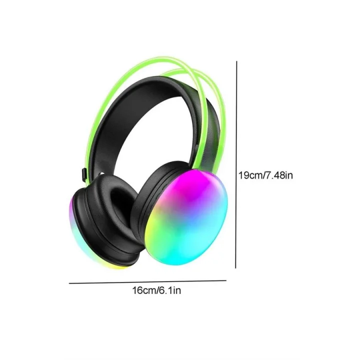 Mey İthalat® RGB Işıklı Yüksek Ses Kaliteli Kablosuz Kulak Üstü Bluetooth Kulaklık