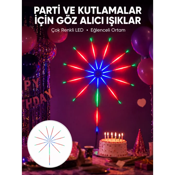Mey İthalat® RGB LED Duvar Dekoru Sökülebilir Kollu Işık Sistemi Yeni Nesil
