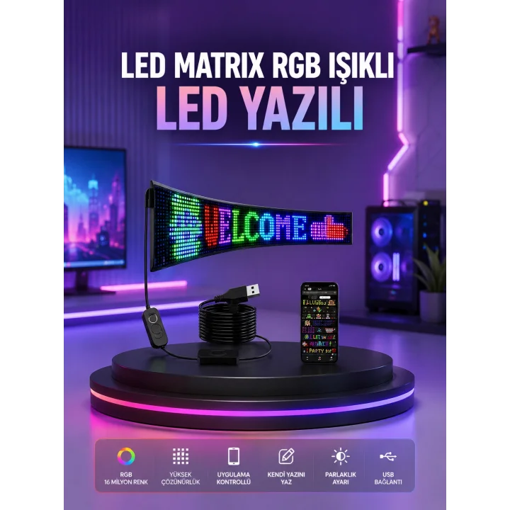 Mey İthalat® RGB LED Panel Renkli Işık Efektli Dekoratif Aydınlatma