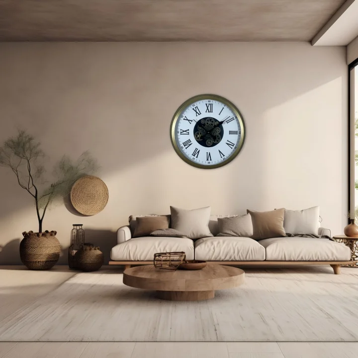 Mey İthalat® Roma Elegance Eskitme 60 Cm Çarklı Duvar Saati