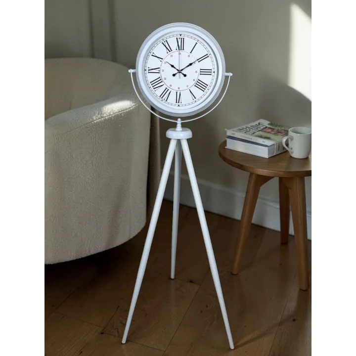 Mey İthalat® Roma Rakamlı Beyaz Tripod Ayaklı Saat