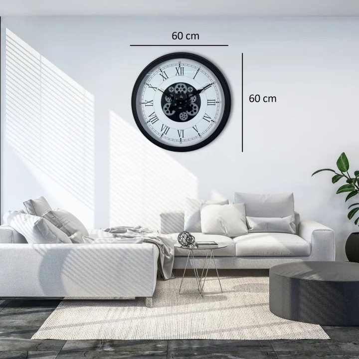 Mey İthalat® Roma Signature 60 Cm Çarklı Siyah Duvar Saati