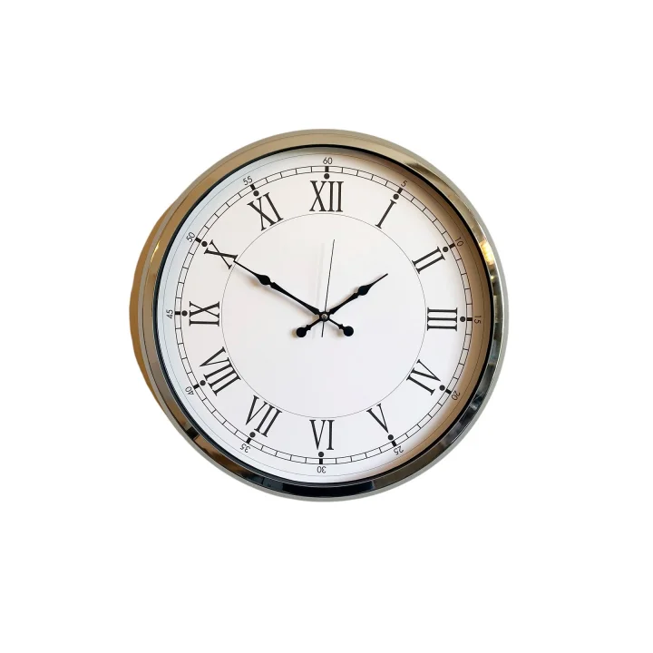 Mey İthalat® Roma Zarafeti Krom 52 Cm Metal Duvar Saati