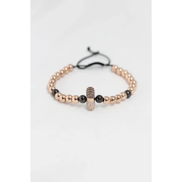 Mey İthalat® Rose Renk Çelik Zirkon Objeli Asansörlü Bileklik