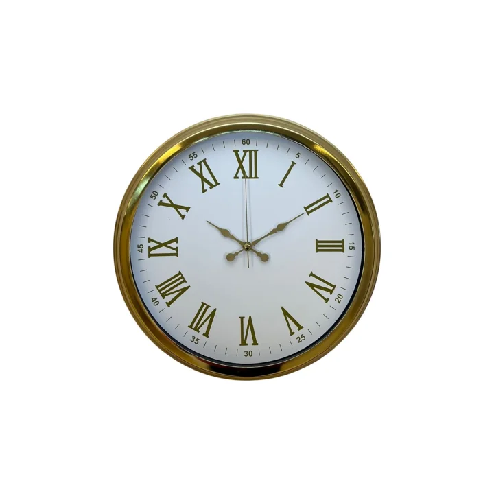 Mey İthalat® Royal White Gold 40 Cm Metal Duvar Saati