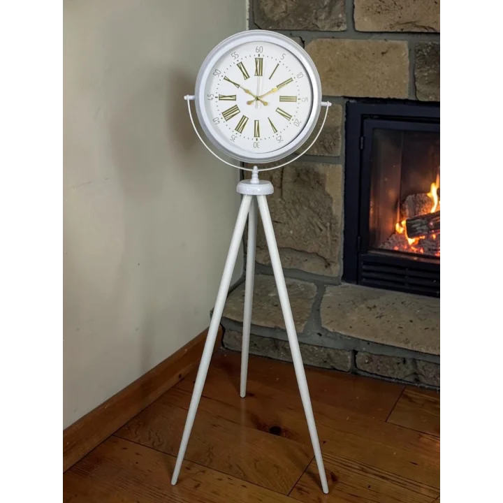 Mey İthalat® Royal White Gold Roma Rakam Tripod Ayaklı Saat