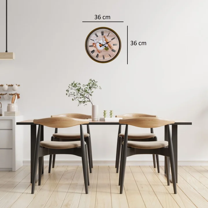 Mey İthalat® Rustic Bakery Kitchen Kahverengi 36 Cm Duvar Saati