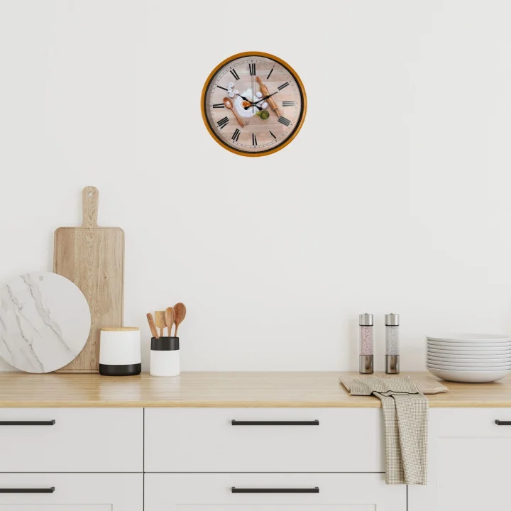 Mey İthalat® Rustic Kitchen Turuncu 36 Cm Duvar Saati