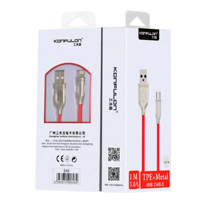 Mey İthalat®  S48 Lightning Kablo iphone Uyumlu 1M 3A - Siyah