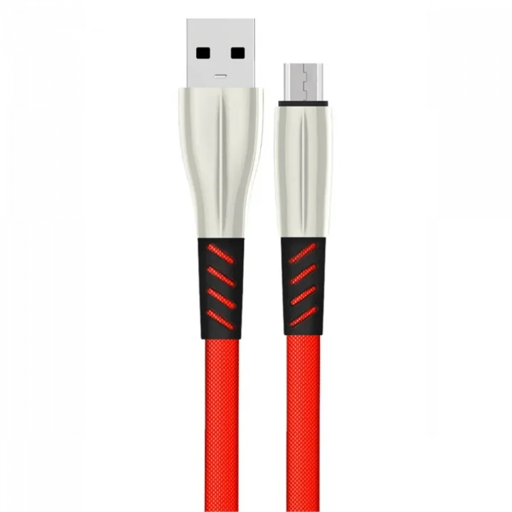 Mey İthalat®  S88 Metal Uçlu Micro USB Kablo 1M 2.4A - Kırmızı