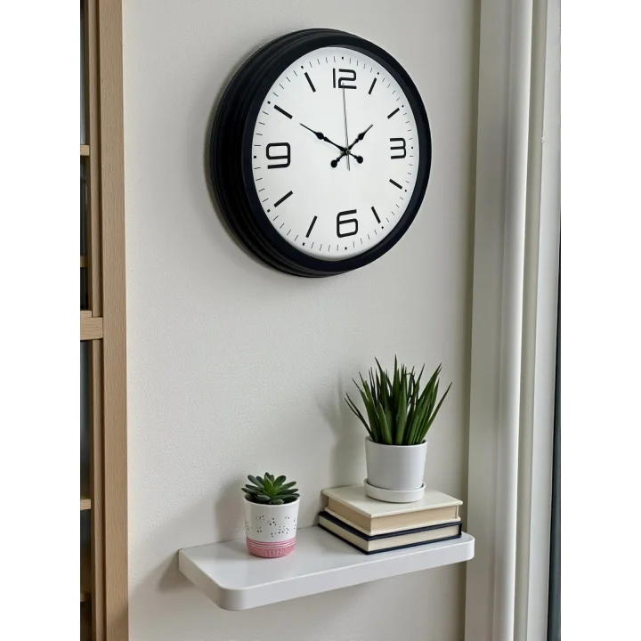 Mey İthalat® Sade & Şık Siyah 40 Cm Metal Dekoratif Duvar Saati