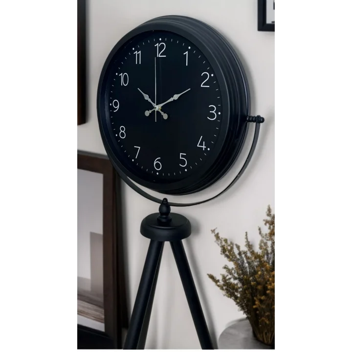 Mey İthalat® Sade Siyah Tripod Ayaklı Saat