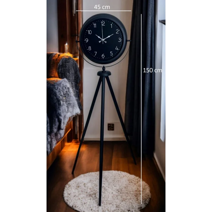 Mey İthalat® Sade Siyah Tripod Ayaklı Saat