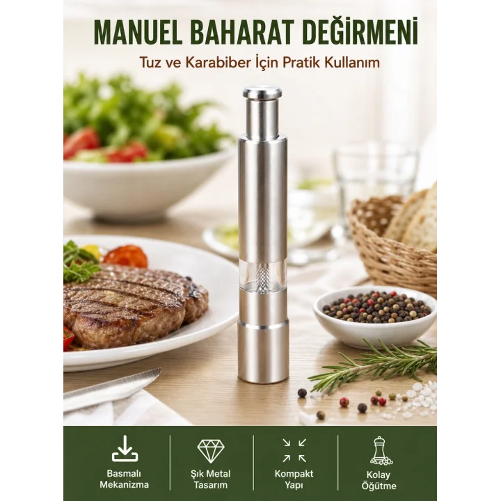 Mey İthalat® Sağlıklı ve Dayanıklı Gıda Sınıfı Paslanmaz Çelik Öğütücü Yeni Nesil