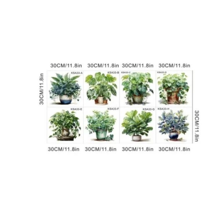 Mey İthalat® Saksılı Çiçek Tasarımlı 8li Sticker MC-480A