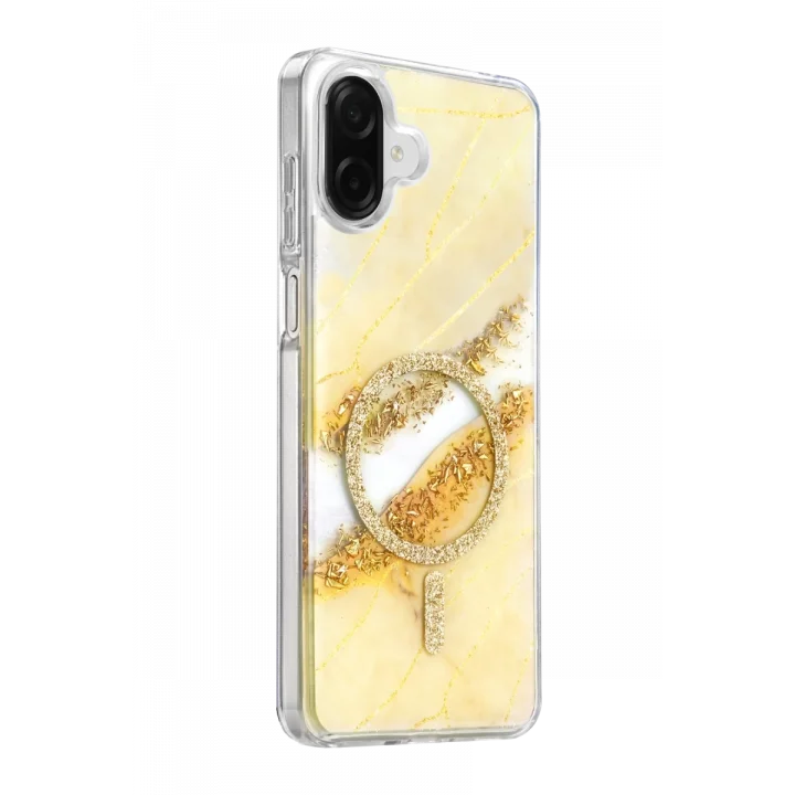 Mey İthalat®  Samsung Galaxy A07 4G Lotus Simli Magsafe Kapak - Gümüş