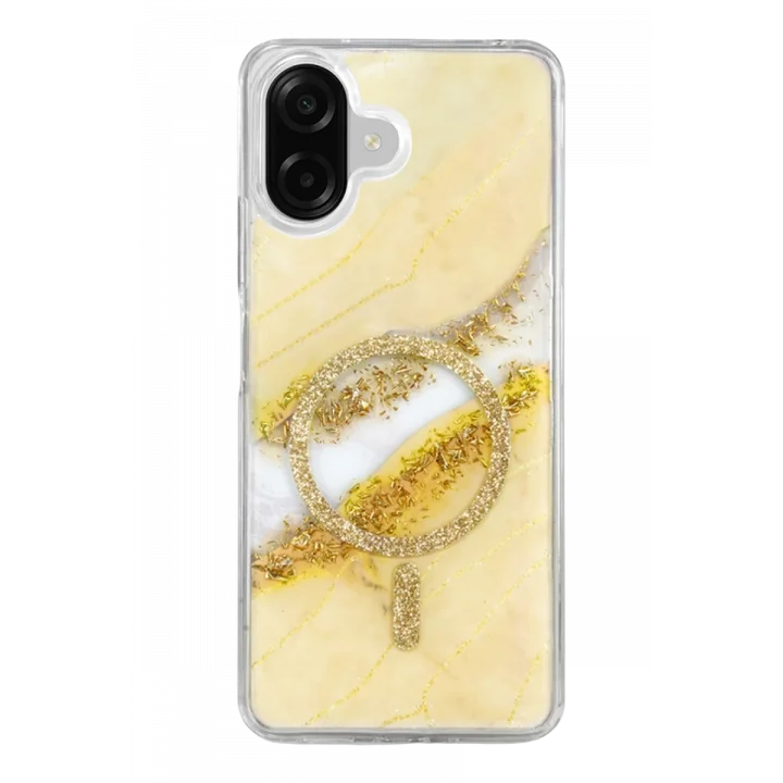 Mey İthalat®  Samsung Galaxy A07 4G Lotus Simli Magsafe Kapak - Gümüş