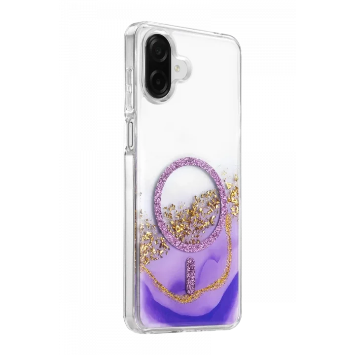 Mey İthalat®  Samsung Galaxy A07 4G Lotus Simli Magsafe Kapak - Mor