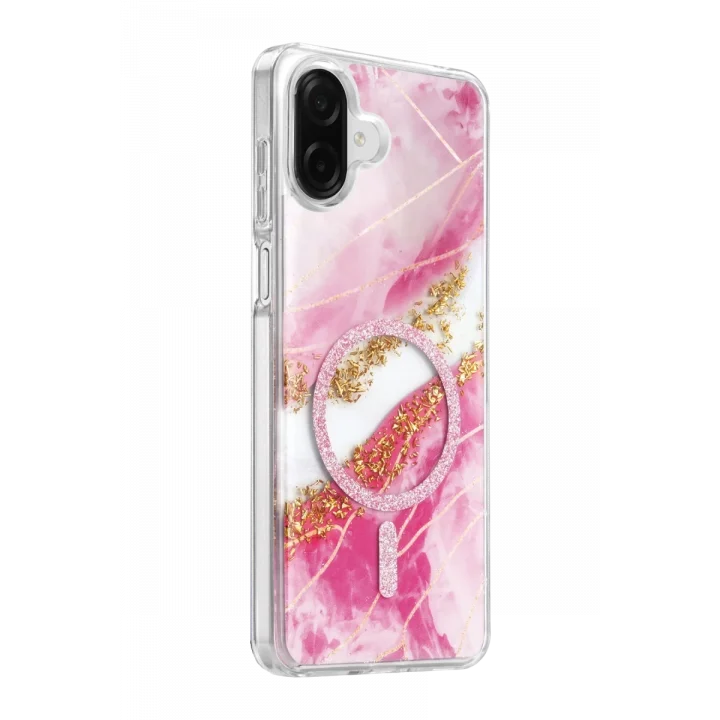 Mey İthalat®  Samsung Galaxy A07 4G Lotus Simli Magsafe Kapak - Pembe