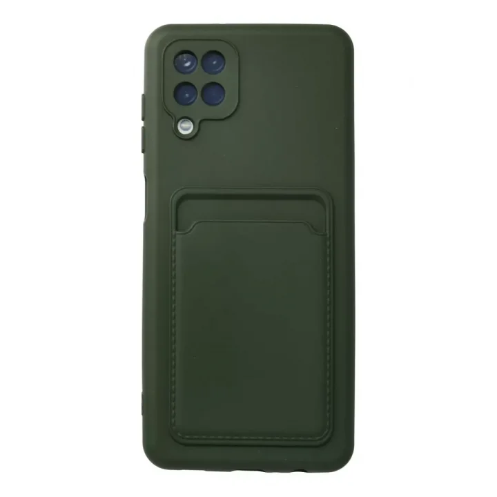 Mey İthalat®  Samsung Galaxy A12 Kılıf Kelvin Kartvizitli Silikon - Koyu Yeşil