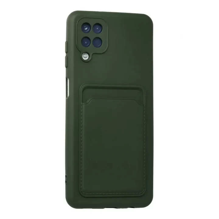 Mey İthalat®  Samsung Galaxy A12 Kılıf Kelvin Kartvizitli Silikon - Koyu Yeşil