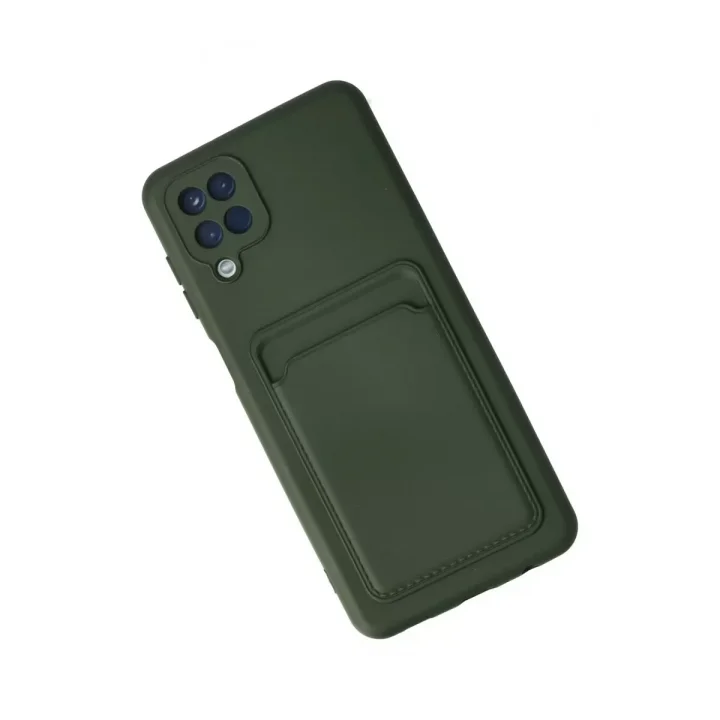 Mey İthalat®  Samsung Galaxy A12 Kılıf Kelvin Kartvizitli Silikon - Koyu Yeşil