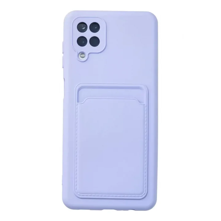 Mey İthalat®  Samsung Galaxy A12 Kılıf Kelvin Kartvizitli Silikon - Lila