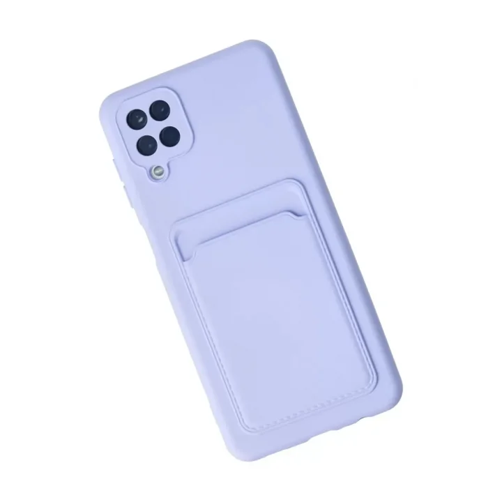 Mey İthalat®  Samsung Galaxy A12 Kılıf Kelvin Kartvizitli Silikon - Lila
