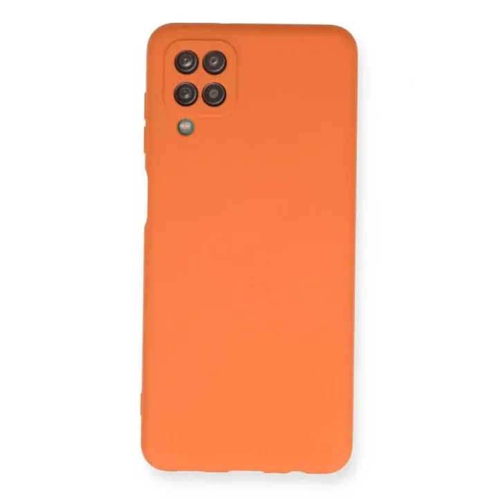 Mey İthalat®  Samsung Galaxy A12 Kılıf Nano içi Kadife Silikon - Turuncu