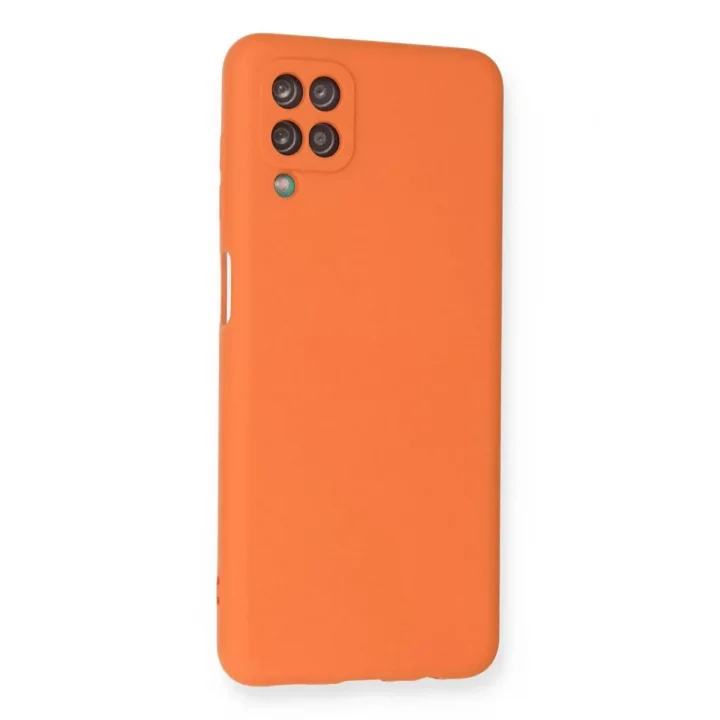 Mey İthalat®  Samsung Galaxy A12 Kılıf Nano içi Kadife Silikon - Turuncu