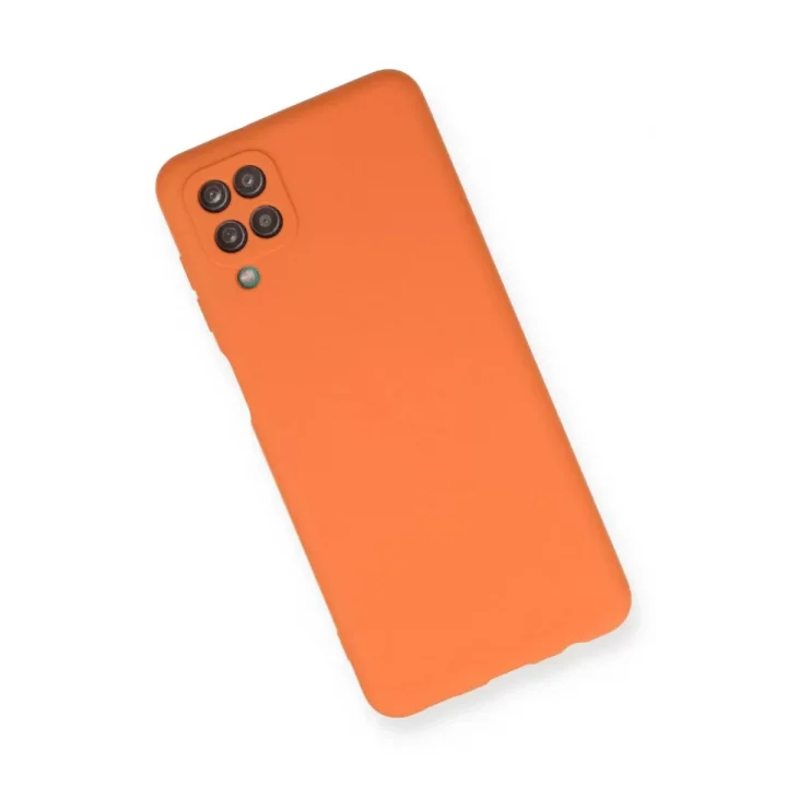 Mey İthalat®  Samsung Galaxy A12 Kılıf Nano içi Kadife Silikon - Turuncu