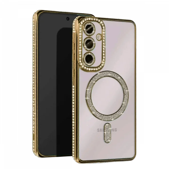 Mey İthalat®  Samsung Galaxy A17 5G Joke Simli Magneticsafe Kılıf - Gold