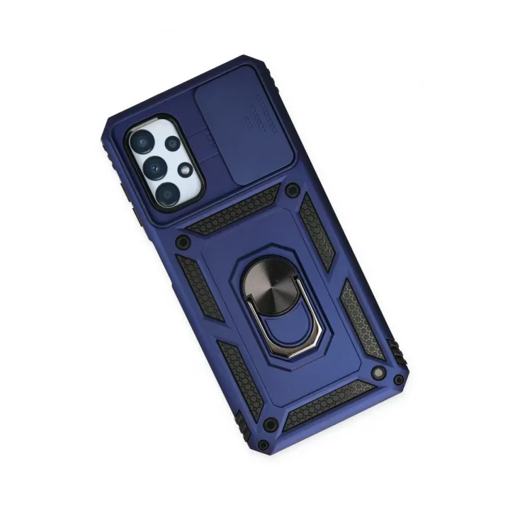 Mey İthalat®  Samsung Galaxy A23 4G Kılıf Pars Lens Yüzüklü Silikon - Lacivert
