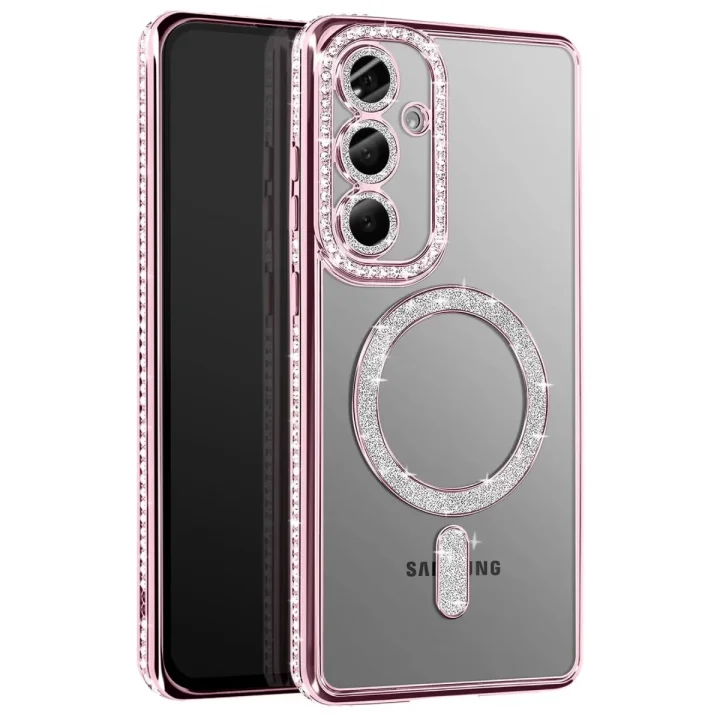 Mey İthalat®  Samsung Galaxy A37 5G Joke Simli Magneticsafe Kılıf - Pembe