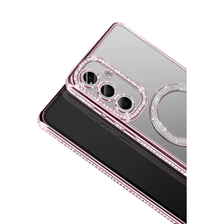 Mey İthalat®  Samsung Galaxy A37 5G Joke Simli Magneticsafe Kılıf - Pembe