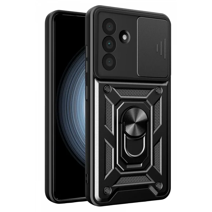 Mey İthalat®  Samsung Galaxy A37 5G Pars Lens Yüzüklü Silikon - Siyah