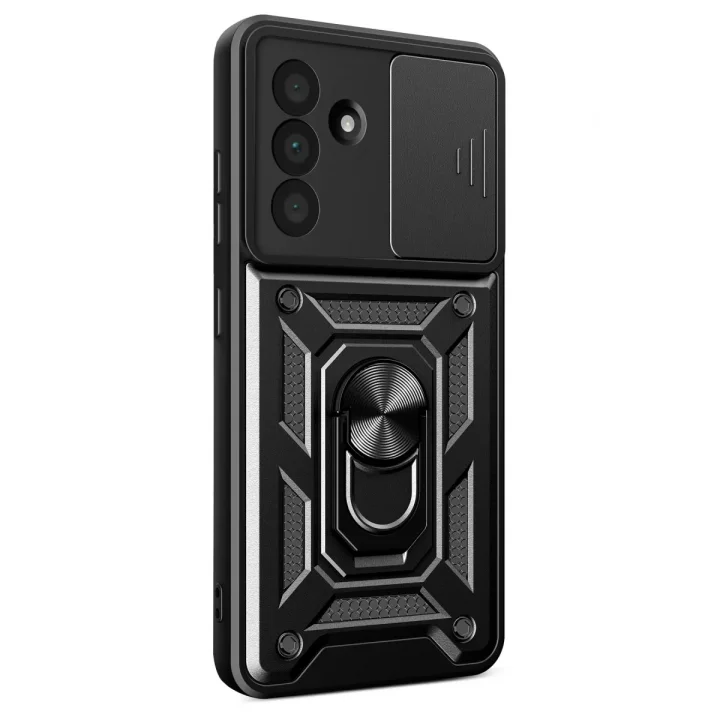 Mey İthalat®  Samsung Galaxy A37 5G Pars Lens Yüzüklü Silikon - Siyah