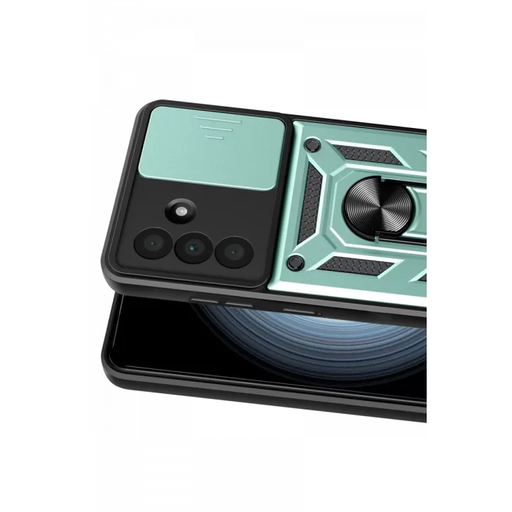 Mey İthalat®  Samsung Galaxy A37 5G Pars Lens Yüzüklü Silikon - Yeşil