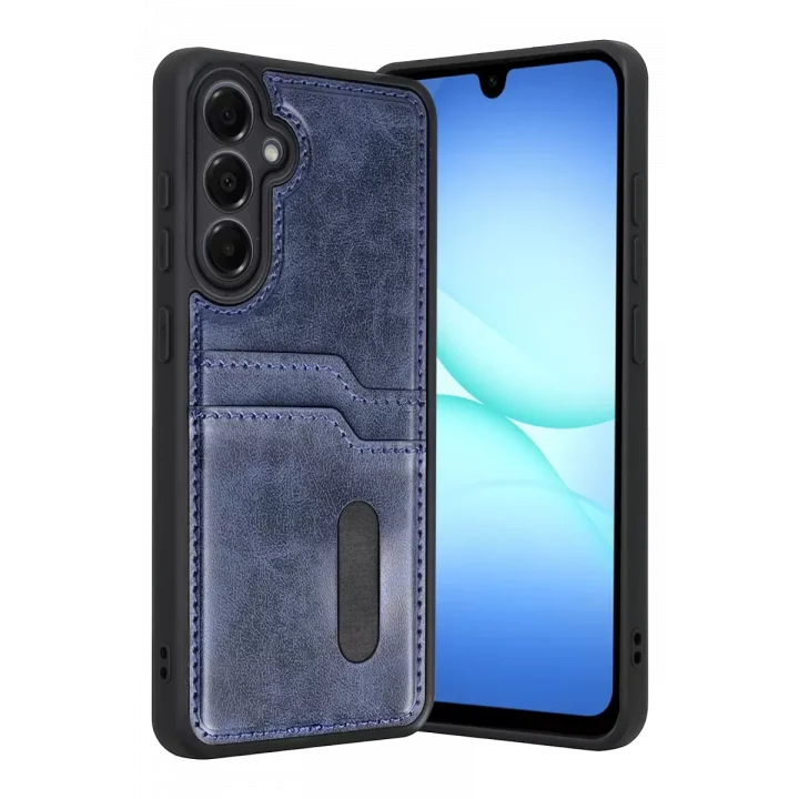 Mey İthalat®  Samsung Galaxy A37 5G Sara Kartvizitli Deri Kılıf - Lacivert