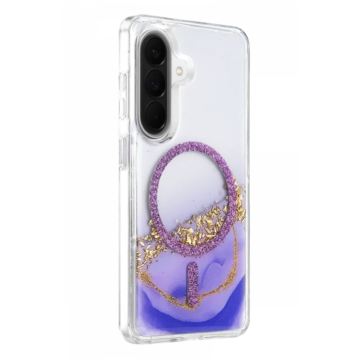 Mey İthalat®  Samsung Galaxy A56 Lotus Simli Magsafe Kapak - Mor