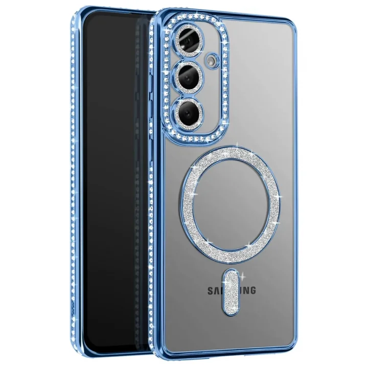 Mey İthalat®  Samsung Galaxy A57 5G Joke Simli Magneticsafe Kılıf - Mavi