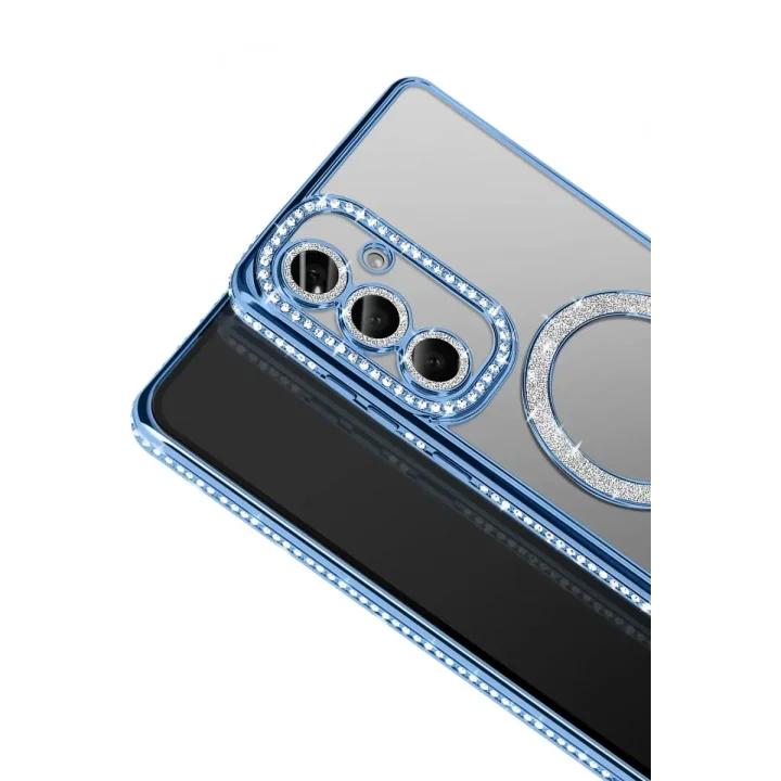 Mey İthalat®  Samsung Galaxy A57 5G Joke Simli Magneticsafe Kılıf - Mavi