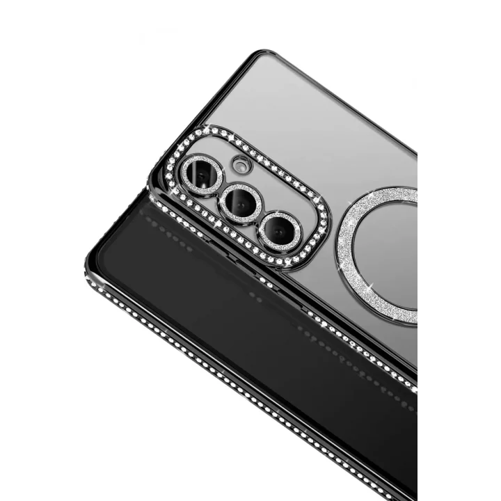 Mey İthalat®  Samsung Galaxy A57 5G Joke Simli Magneticsafe Kılıf - Siyah